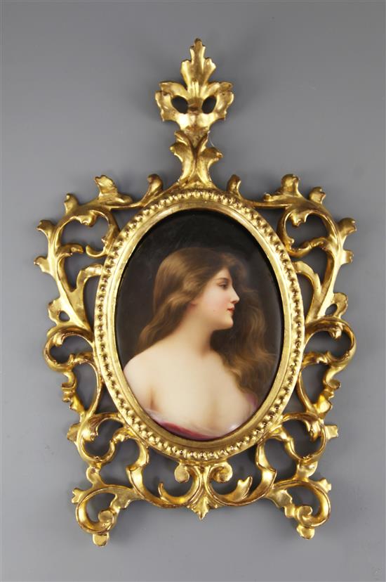 A Berlin KPM oval porcelain plaque, late 19th century,